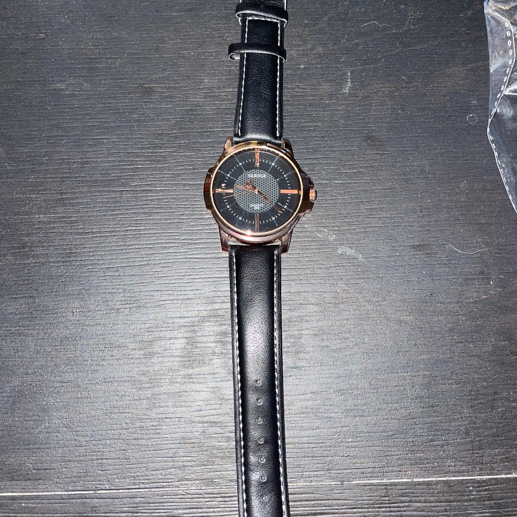 Black Watch With Black Leather Strap Black Watch With Black Leather Strap